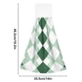 thumbnail image 3 of Green White Pattern Hand Towels 2 Pack Quick Dry Velvet Soft with Velcro Kitchen Bath 14x18in, 3 of 7