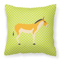 Carolines Treasures BB7680PW1818 Turkmenian Kulan Donkey Green Fabric Decorative Pillow, 18 x 18 in.