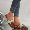 thumbnail image 3 of HomeDM Womens Low Block Heels Sandals Closed Pointy Toe Slip On Mules Sandals Dressy Pumps, Coffee Size 8.5, 3 of 7