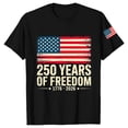 thumbnail image 3 of Only Moment USA Holiday Shirts Crew Neck Short Sleeve Women's Cotton and Linen Independence Day American Flag Floral Print Shirt Black,XL, 3 of 5