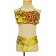 thumbnail image 2 of TiaoBug 2 Pcs Kids Girls Mermaid Bikini Swimsuit Set Fish Scales Print Halter Ruffle Swim Crop Top with Brief Swimwear Light Gold 8-10, 2 of 7