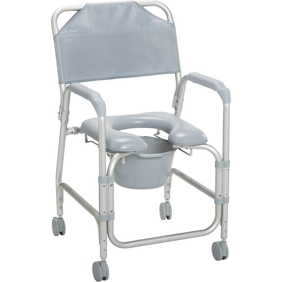 Drive Medical 11114KD-1 Shower Chair / Commode Chair with Casters,Grey