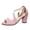 Pink, variant on Women's 2026 New Low Block Heel Sandals Strappy Open Toe Dress Heels Cute Ankle Strap Wedding Party Prom Summer Comfortable Heeled Shoes Pink 8.5 Wide