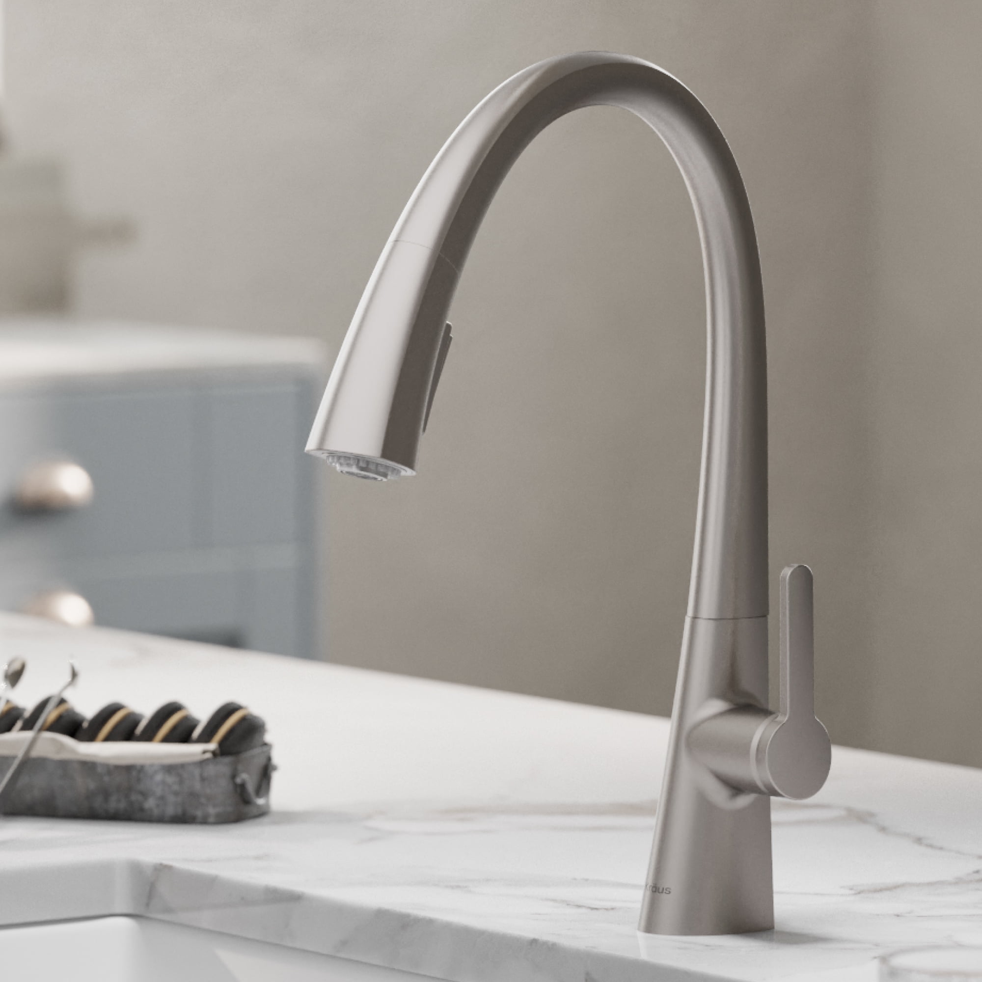 Kraus Nolen Spot Free Stainless Steel Finish Dual Function Pull-Down Kitchen Faucet