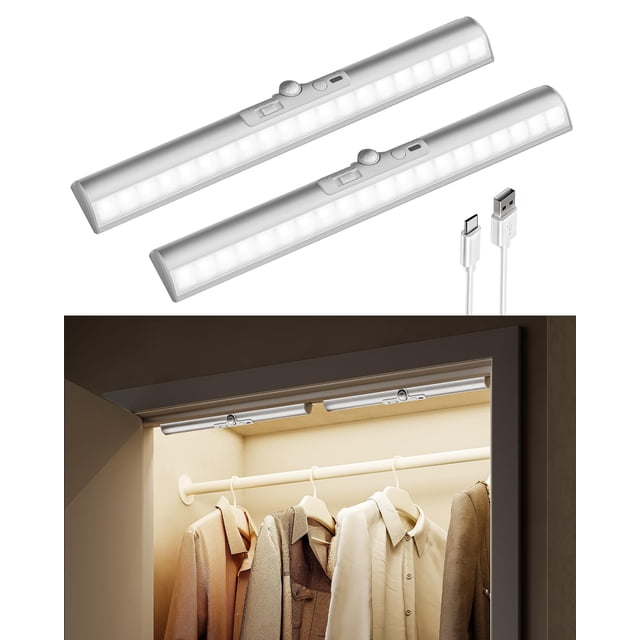 Luces de armario con sensor de movimiento EZVALO, recargables, LED, paquete de 2