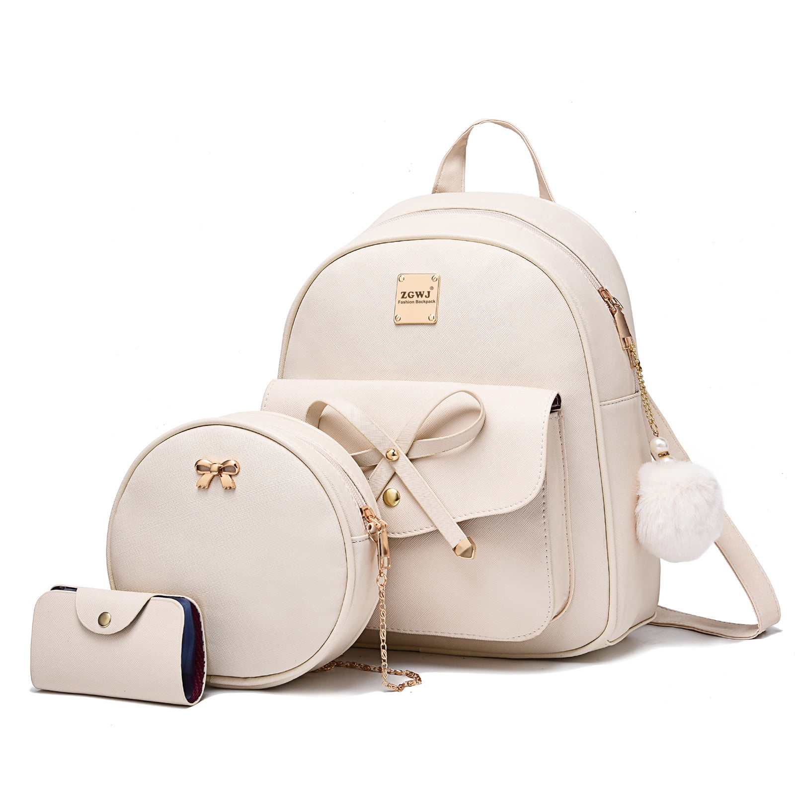 Cheruty Mini Backpack for Women Cute Bowknot Small Backpack Purse Girls  Leather Bookbag Beige - Walmart.com
