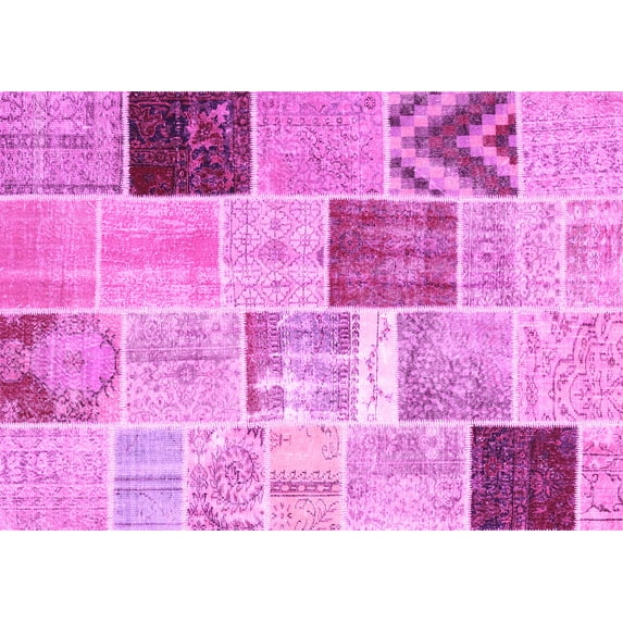 Ahgly Company Indoor Rectangle Patchwork Pink Transitional Area Rugs, 3' x 5'