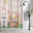 thumbnail image 2 of Happy Easter Shower Curtain Set, Waterproof Shower Curtains for Bathroom, Cute Bunny Colorful Eggs Spring Flowers Green Washable Fabric Bath Curtain for Bathtub Decoration with Hooks 72x78 Inches, 2 of 9