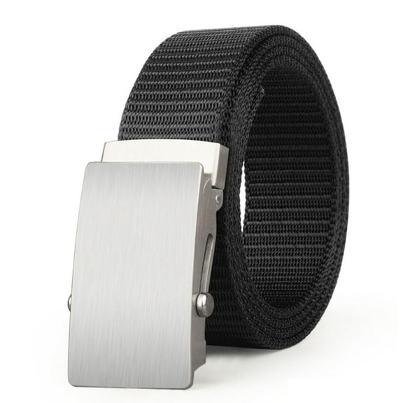 Mens Nylon Fabric Ratchet Belts for Men Metal Buckle Free Cut-to-Fit Up to 60 inches Long Black