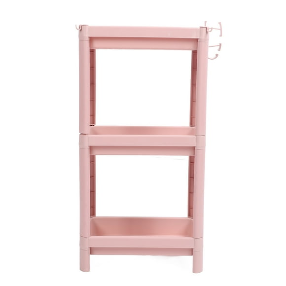 Bathroom Floor Storage Shelf Multi Layer Stable Durable Standing Shelf Unit Freestanding Corner Rack Shelves Pink 3 Layers