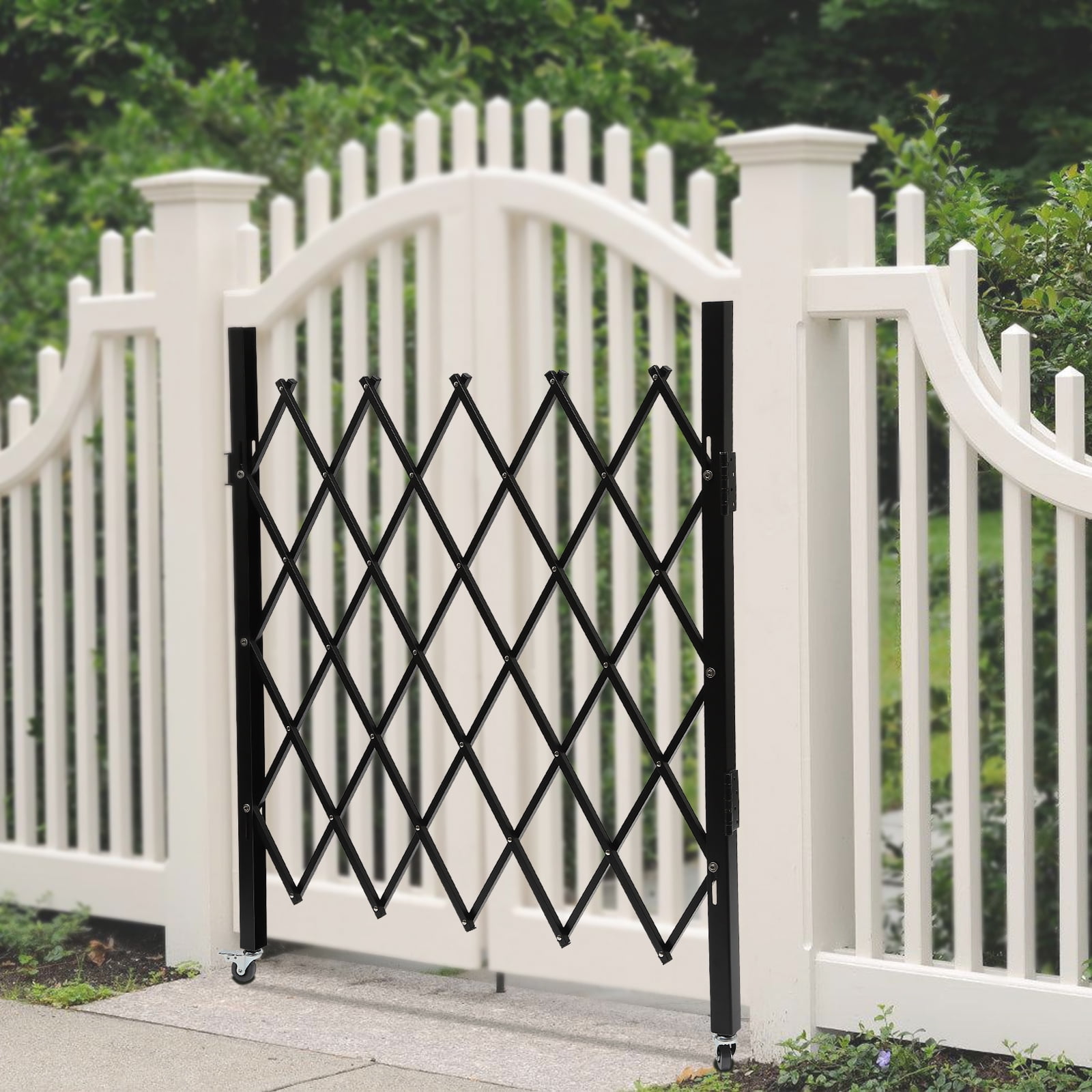 Single Folding Security Gate, 48" H x 37" W Folding Door Gate, Iron Accordion Security Gate, Flexible Expanding Security Gate, Rolling Barricade Gate, Scissor Gate or Door with Padlock