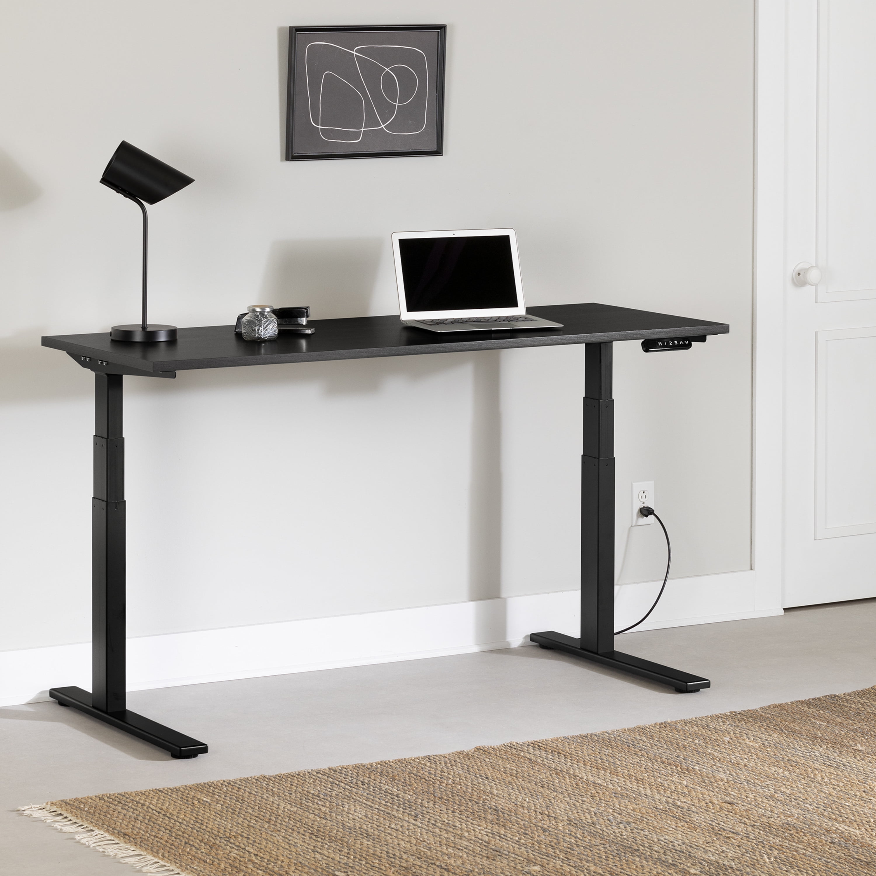 South Shore Ezra, Contemporary Adjustable Height Standing Desk, Gray
