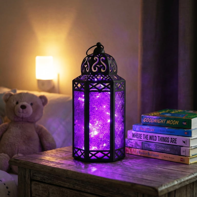 Vela Lanterns Large Moroccan Style Candle Lantern with LED Lights