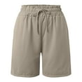 thumbnail image 6 of OSOLU Solid Color Shorts For Women Trendy Summer Drawstring Comfy Shorts With Pockets Vacation Beach Loose Casual Ladies Clothes Daily Relaxed Fit Breathable Bottoms, 6 of 7