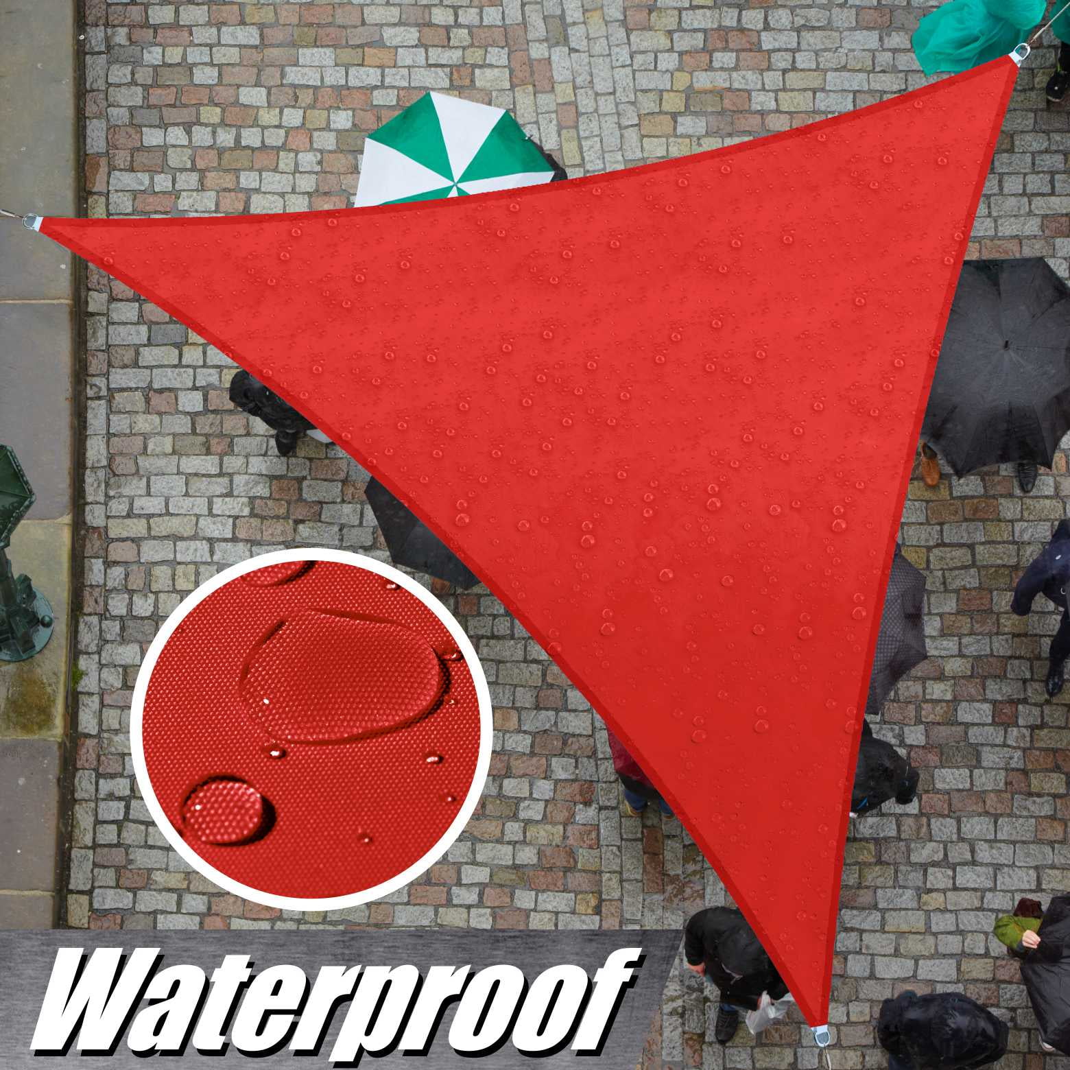 ColourTree 100% BLOCKAGE Waterproof 16' x 16' x 16' Red Triangle Sun Shade  Sail Canopy - Commercial Standard Heavy Duty - 220 GSM - 3 Years Warranty
