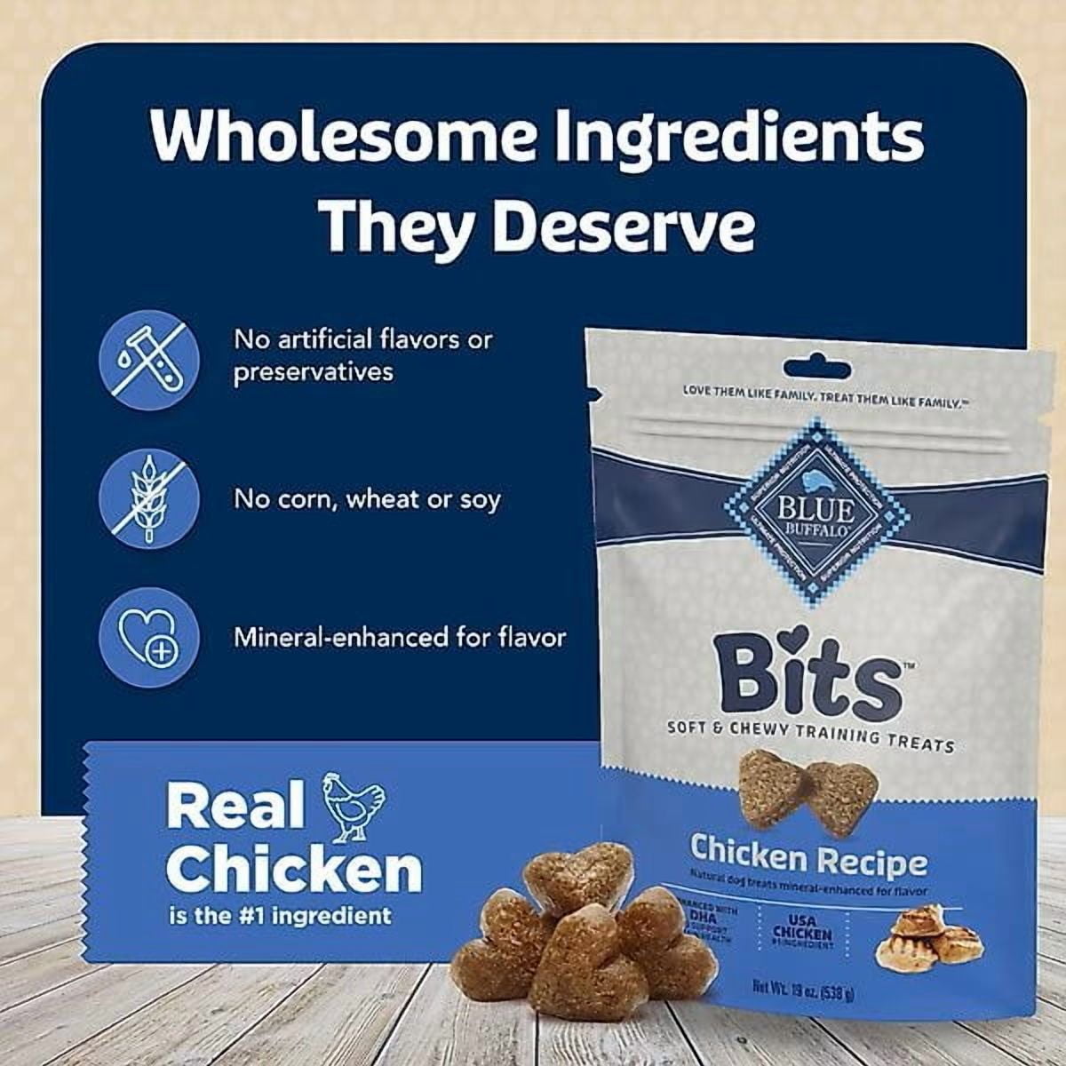Friandises molles pour chiens Blue Buffalo Bits pour l'entraînement, recette au poulet, sac de 113 g 113g