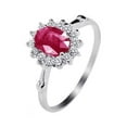thumbnail image 1 of Unique Design 8x6mm Oval Cut 1.5 Carat Real Ruby Engagement Ring on 10k White Gold, 1 of 5
