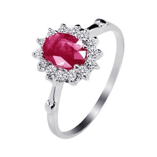 Unique Design 8x6mm Oval Cut 1.5 Carat Real Ruby Engagement Ring on 10k White Gold