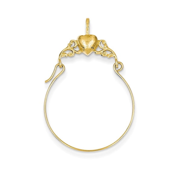 14k Yellow Gold Polished Heart Charm Holder - 1.0 Grams - Measures 34x22mm Wide