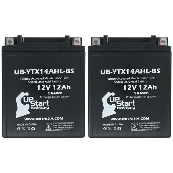 2-Pack UB-YTX14AHL-BS Battery Replacement for 2002 Suzuki LS650 Savage, S40 650 CC Motorcycle - Factory Activated, Maintenance Free, Motorcycle Battery - 12V 12AH, UpStart Battery Brand