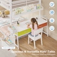 thumbnail image 5 of Low Bunk Bed Twin Over Twin with Desk and 2 Storage Drawers, Metal Floor Bunk Beds with Bookshelf & Side Pockets, House Shaped Twin Bunk Bed Frame with Safety Guardrail & Ladder, White, 5 of 12