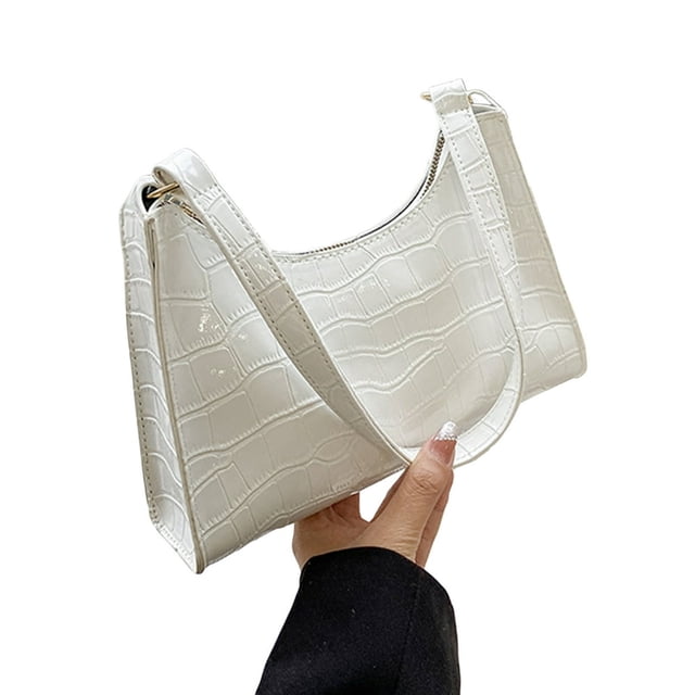 Women Handbag Glossy Textured Faux Leather Solid Color Zipper Gift Large Capacity Ladies Single Shoulder Bag Purse Dating Use