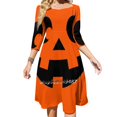 thumbnail image 1 of Lindo vestido de cuello cuadrado con cara de calabaza, nuevo vestido elegante de talla grande para mujer, vestido ajustado a la cintura, disfraz de Halloween 31 de octubre, 1 of 6