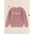 thumbnail image 4 of FOCUSNORM Chandails en Coton Assortis pour la Famille Maman et Moi Broderie Lettre Col Rond Tricot Confortable Chandail Chaud, 4 of 9