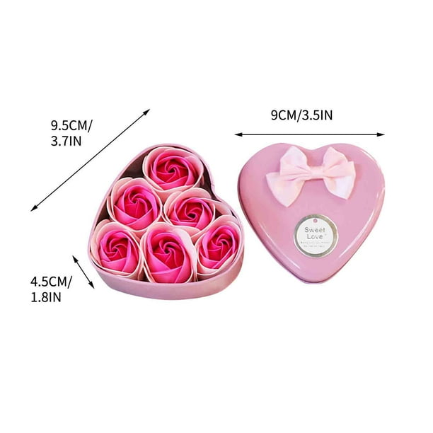 Caja de hojalata con 3 rosas para jabón, regalo de San Valentín