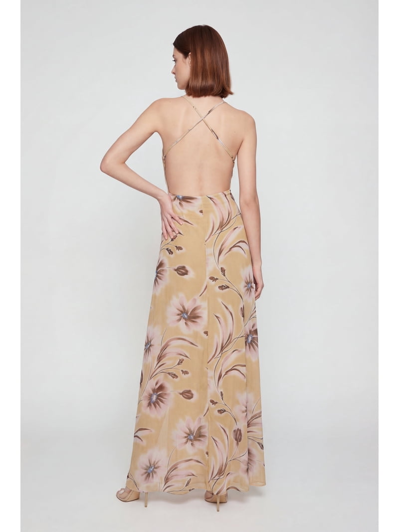 maxi dress open side Sleeveless Cut Out Side Twist Front Maxi Dress In Black Slinky | EGO US