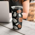 thumbnail image 4 of 20oz Tumblers Black Halloween Ghosts and Pumpkins Stainless Steel Vacuum Insulated Double Wall Travel Tumbler Cups Mug with Lid and Straw,Cleaning Brush for Cold & Hot Drinks, 4 of 7