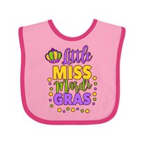 Inktastic Little Miss Mardi Gras with Crown and Dots Girls Baby Bib