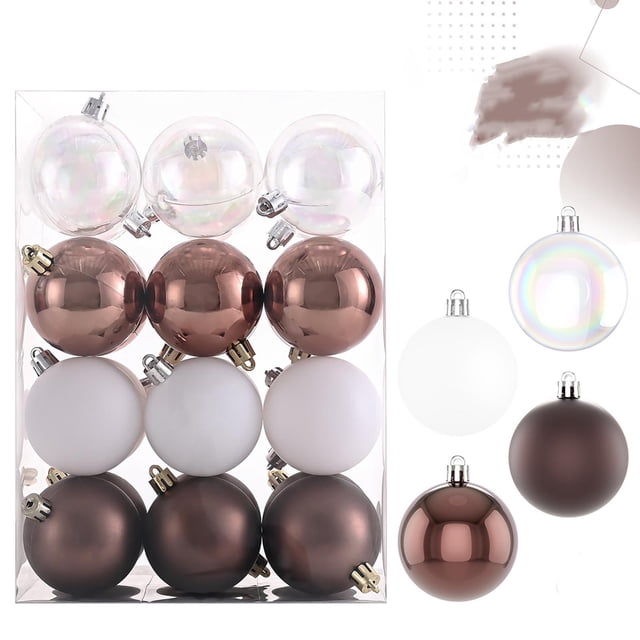24pc Christmas Decorations 6CM Transparent Electroplating Plastic Holiday Pendant Christmas Tree Hanging Ball Christmas Ball Set