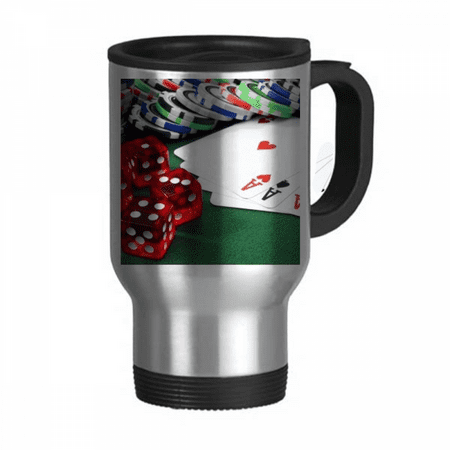 

Chip Poker Dice Gambling Photo Travel Mug Flip Lid Stainless Steel Cup Car Tumbler Thermos