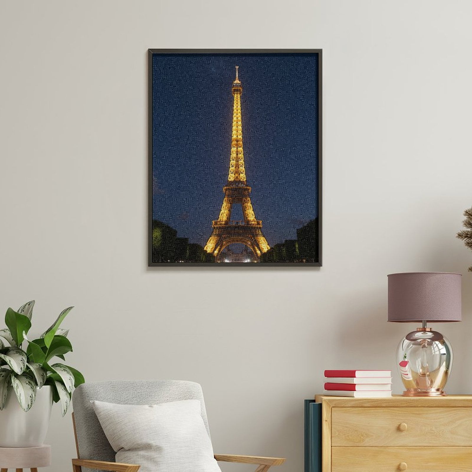 Paint By Numbers Kit for Adults Beginner - Eiffel Tower Night View Illuminated DIY Canvas Painting Kits for Adults, Frameless Paint By Number for Adults for Home Wall Decor 16x20 Inch
