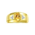 thumbnail image 1 of RYLOS Men's Rings 14K Yellow Gold Classic 7X5MM Oval Gemstone & Diamond Ring Citrine November Birthstone Rings For Men, Gold Rings Size 8, 1 of 7