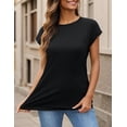 thumbnail image 5 of Am Direct Womens Casual Tops Loose Fit Crewneck Cap Sleeve Basic T-Shirt, 5 of 6