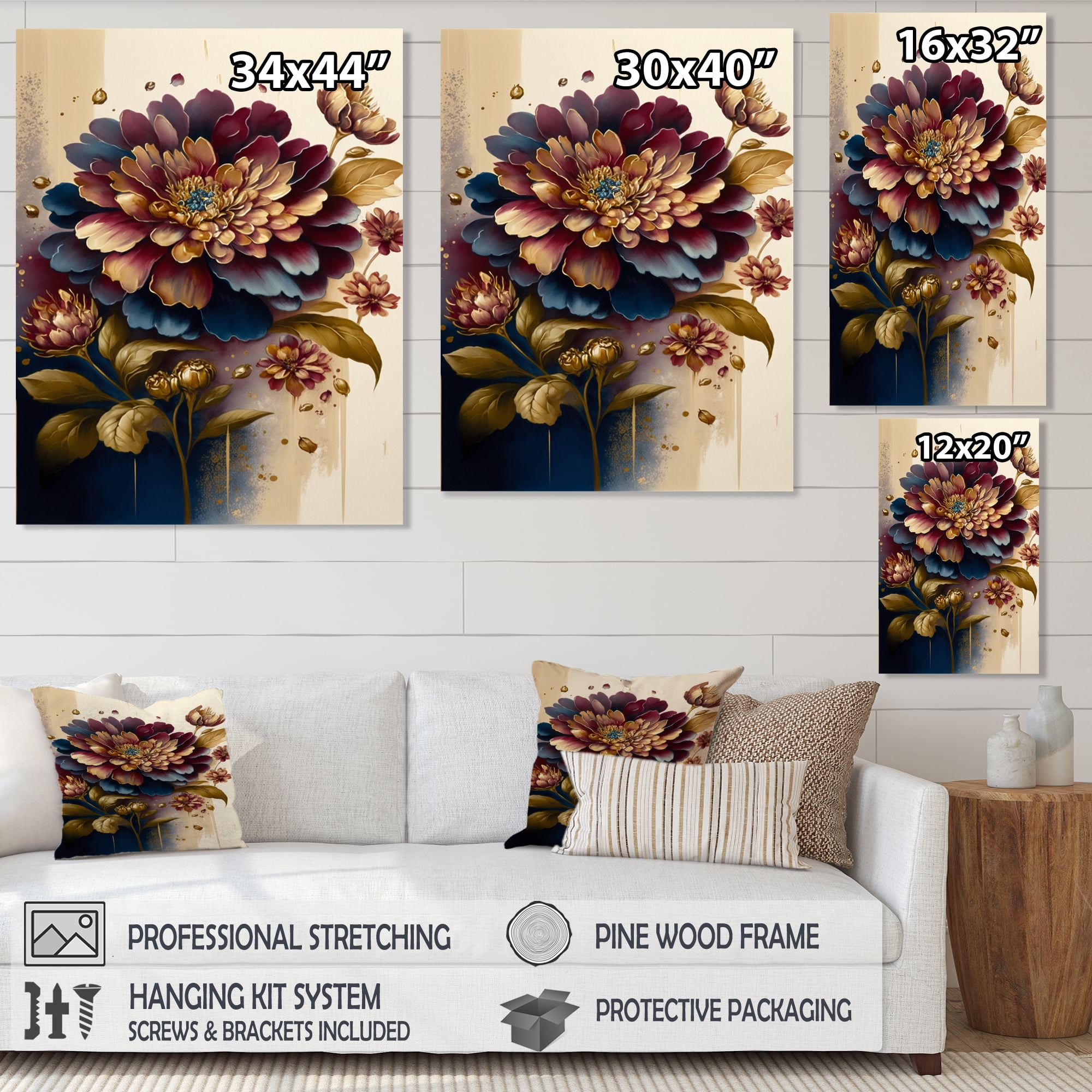 Designart Night Shade Zinnia Floral Design II Canvas Wall Art
