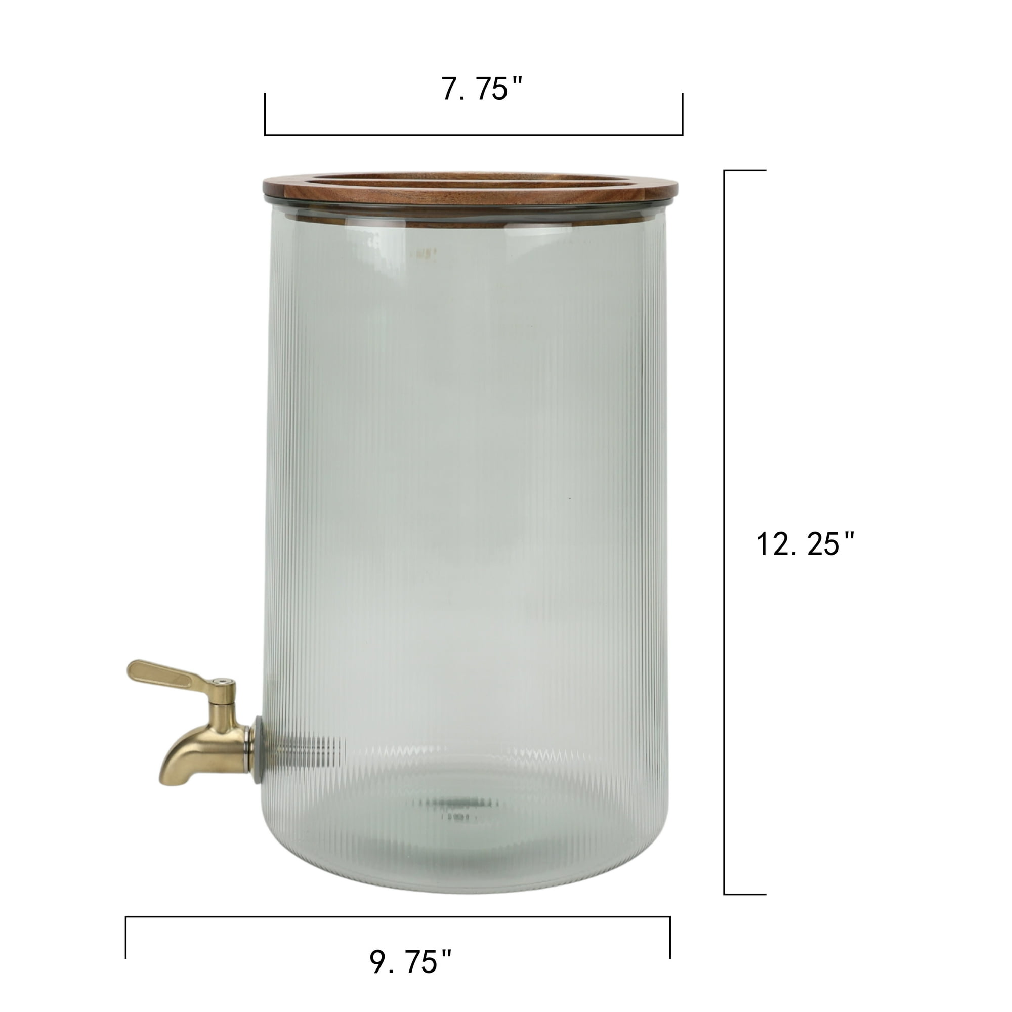 Better Homes and Gardens 2-Gallon Green Countertop Beverage Dispenser with Acacia Wood Lid