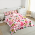 thumbnail image 4 of Manfei Girly Pink Snowman Queen Comforter Set for Teens, Kawaii Santa Claus Bedding Sets, Merry Christmas Reversible Bedding Comforter Set, Breathable Home Decor, 3pcs, 4 of 9