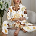 thumbnail image 5 of Xecao Sloth Yoga Print Women Pajamas Set Soft Sleepwear Pjs long Sleeve Button Down Nightwear with Long Pants, 5 of 6