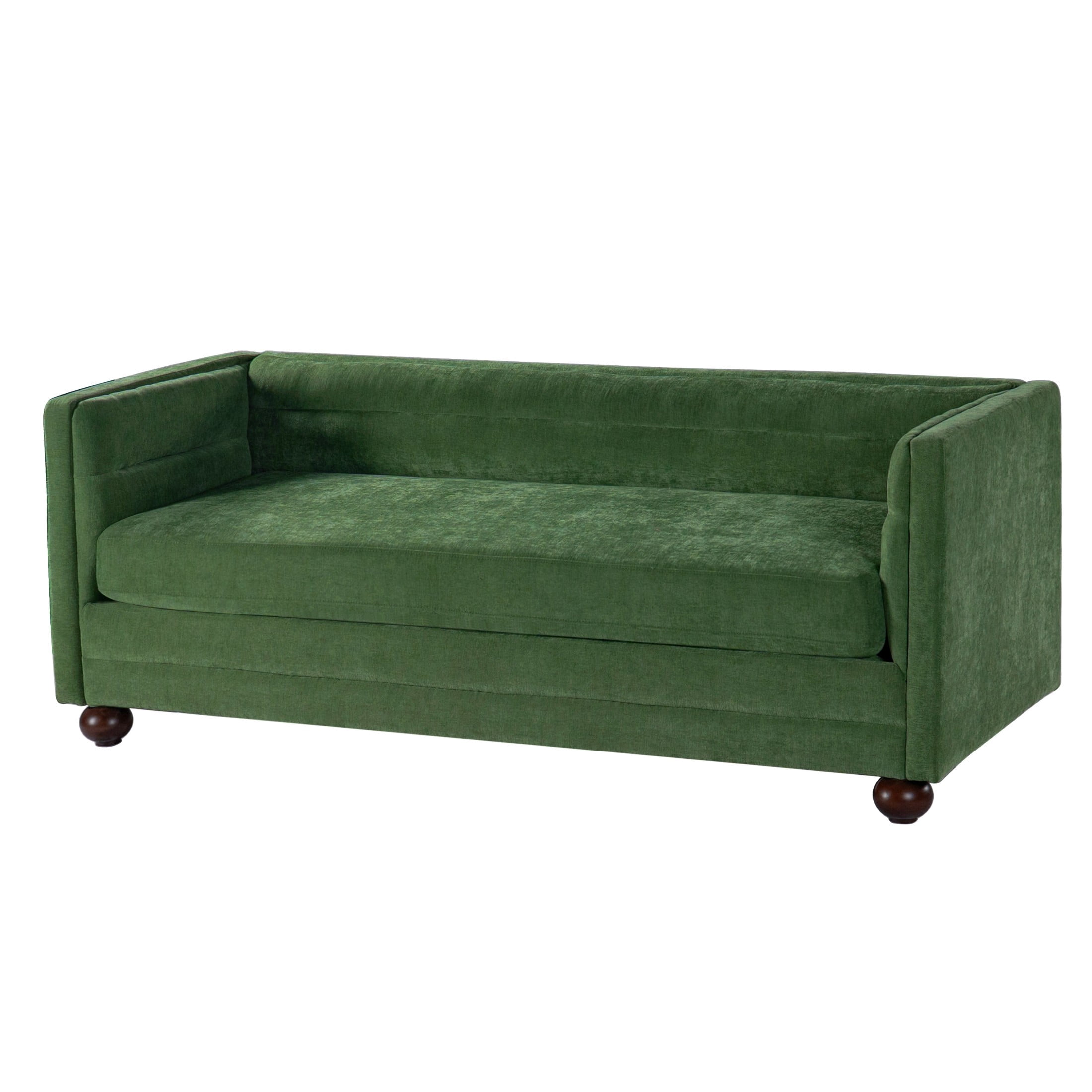 Christopher Knight Home 77.2" Modern Chenille Sofa Couch with Square Arms, 3 Seats, Wood Legs, Green