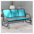 thumbnail image 2 of 3-Person Patio Glider , Outdoor Porch Glider with 3 Seats, Breathable Mesh Fabric, Metal Frame, Blue, 2 of 9