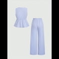 thumbnail image 3 of Conjunto de Dos Piezas de Verano para Mujer, con Estampado de Rayas, Sin Mangas, con Cordones, Camiseta Sin Mangas y Pantalones para Playa Azul L, 3 of 10