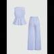 thumbnail image 3 of Conjunto de Dos Piezas de Verano para Mujer, con Estampado de Rayas, Sin Mangas, con Cordones, Camiseta Sin Mangas y Pantalones para Playa Azul L, 3 of 10