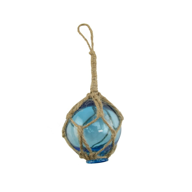 Nautical Rope Fishing Buoy Light Blue Glass Float Fish Net Ball