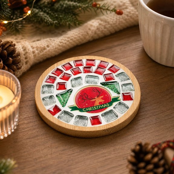 Trovenix Christmas Cup Mat Kit Base Glitter Glass Art Holiday Handmade Gift For Kids Adults Craft Set
