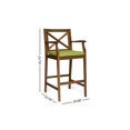 thumbnail image 3 of GDF Studio Abena Outdoor Acacia Wood 28.5 Inch Barstools and With Cushion, Set of 4, Teak and Green, 3 of 8