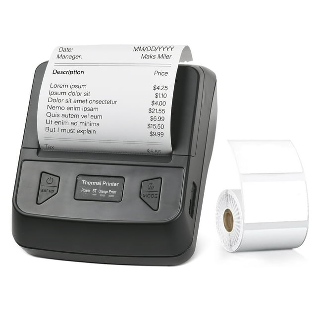 Bisofice Label printer,Esc/pos Print Printer Compatible Bill Printer Command Store With Portable Small Business Receipt Printer 1 Label Roll Receipt Label Printer 1 Label Small Businesses