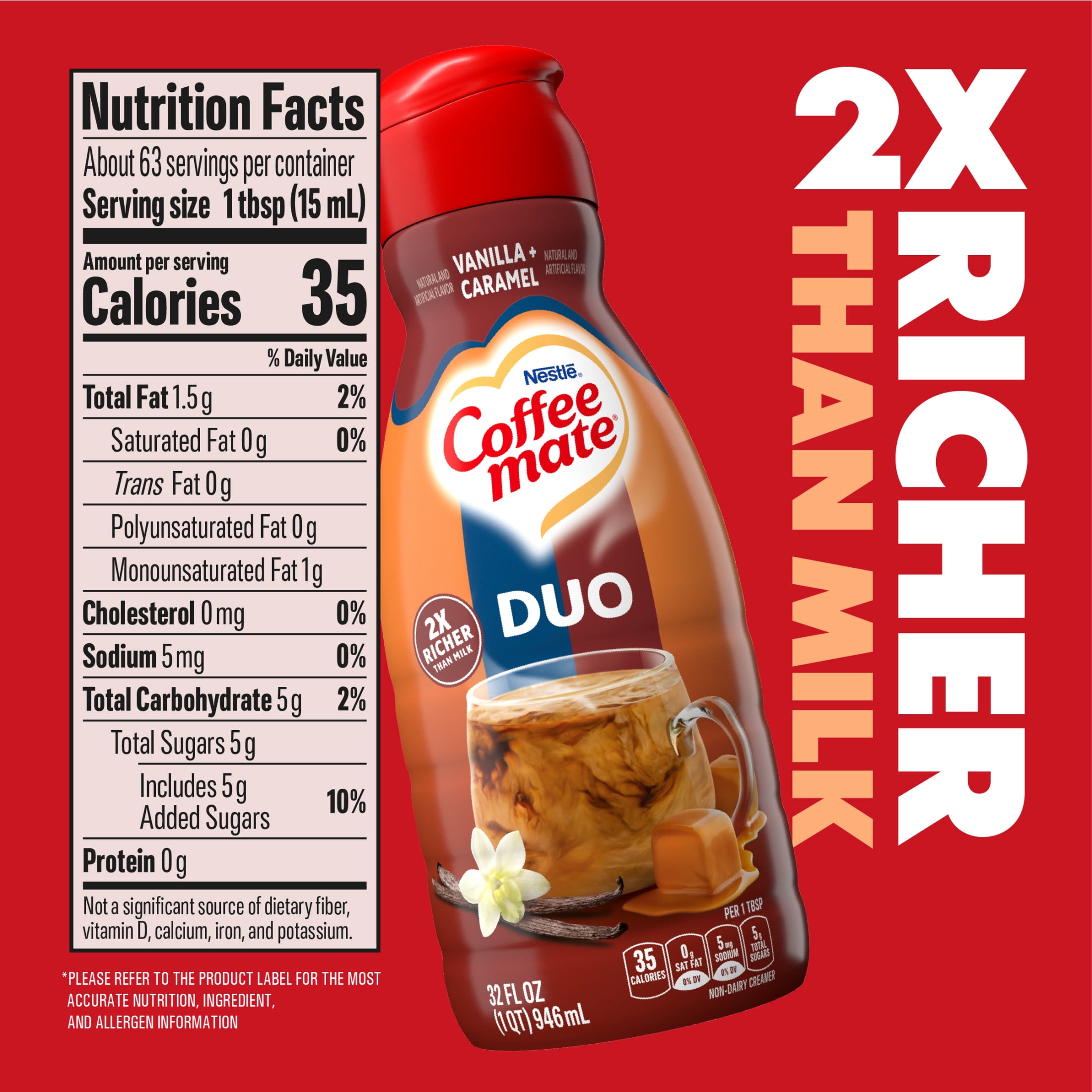 Coffee mate Vanilla Caramel Gluten Free Liquid Non-Dairy Coffee Creamer, 32 fl oz